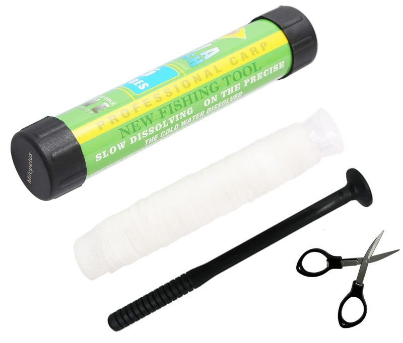Milepetus PVA Mesh Bait Bags Carp Fishing Mesh Refill Stocking for Boilie Rig w/Funnel and Plunger Carp Fishing Accessory Tools (25MM) - Image 1